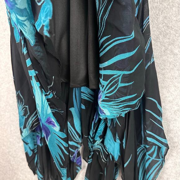 Eva Blue Plus Dress Size 18 Black Blue Tropical Beaded Midi Y2K Whimsygoth Fairy - Picture 7 of 11